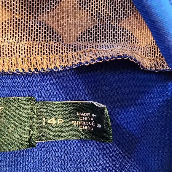 Lauren Ralph Lauren Blue Geometric Dress Size 14P - Picture 4 of 13